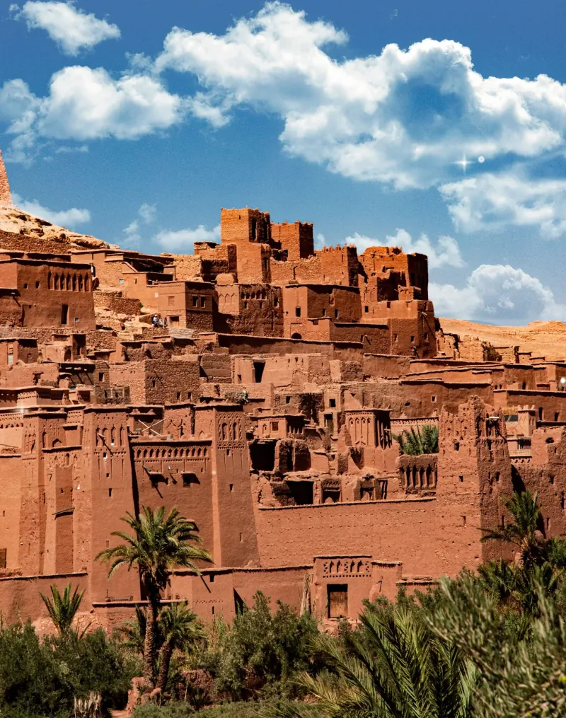 Earthen fortified village beneath the Atlas Mountains