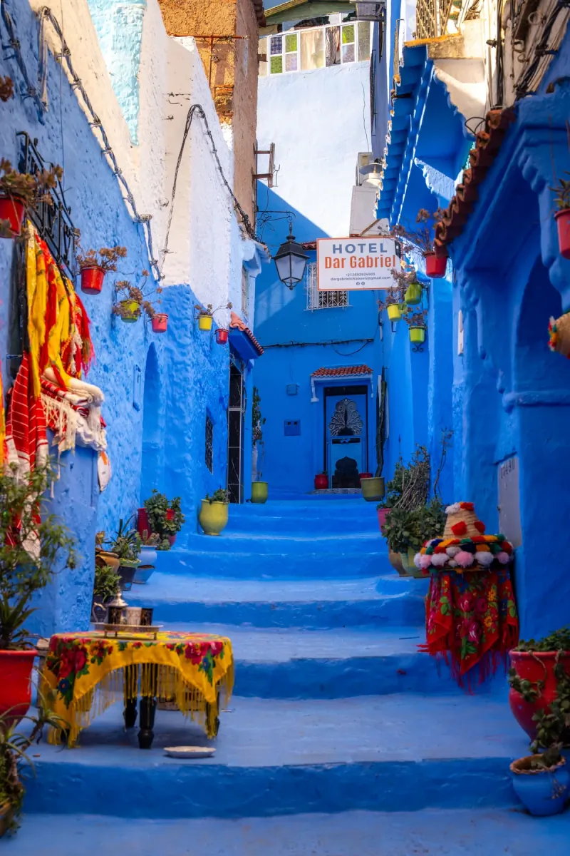 Vivid blue alleyway in Chefchaouen