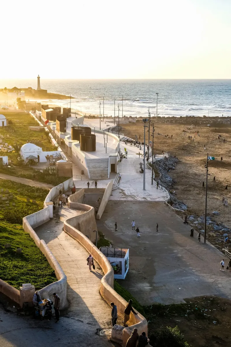 Rabat's Atlantic coastline at sunset