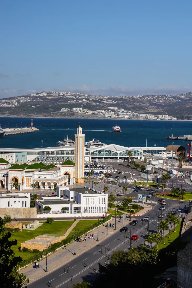 Panoramic view of Tangier port and waterfront